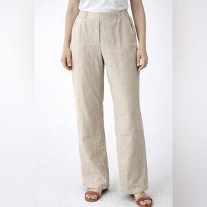 Ellen Tracy Women Tan Linen Pants size 12 with pockets